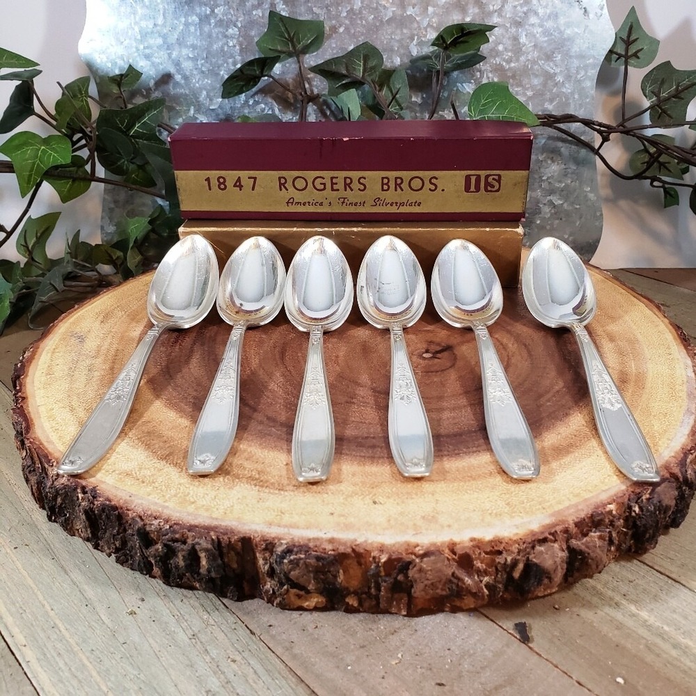 Antique Rare Six Spoons - 1847 Rogers Brothers America's‎ Finest Silverplate  IS